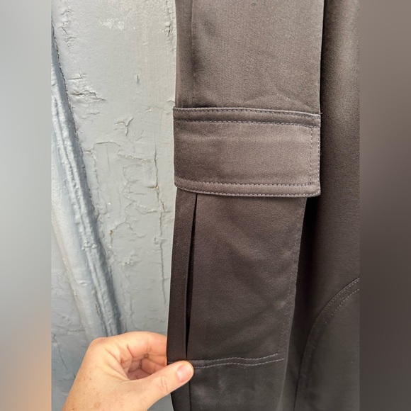 Me + Em black Slim-fit barrel-leg satin trousers, size 10 (us6) - Picture 6 of 10